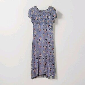 FairSet VTG Dress Women 10 SS Maxi Lined Floral Empir Waist Ties Flowy Cottage